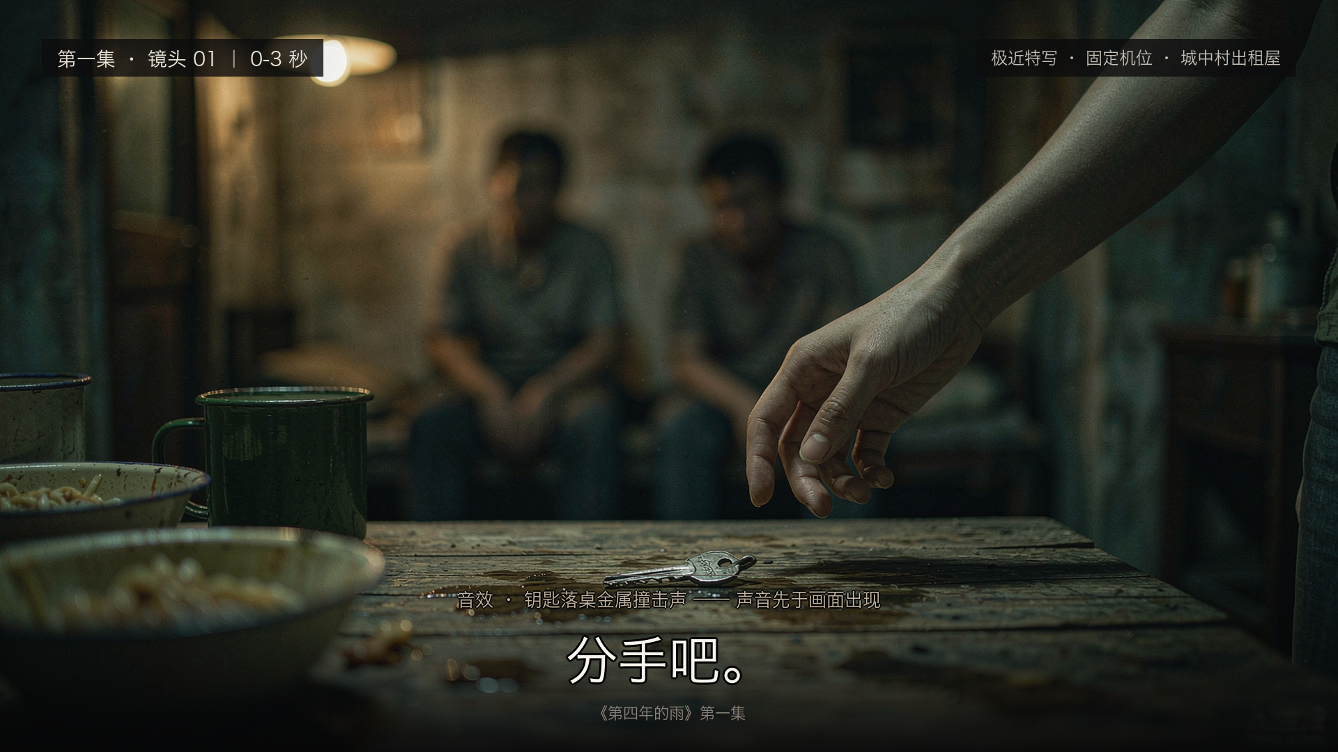 故事里的留白，带字幕画面